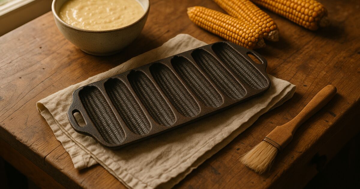 Why a vintage cornstick pan browns unevenly after restoration