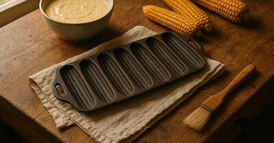 Why a vintage cornstick pan browns unevenly after restoration