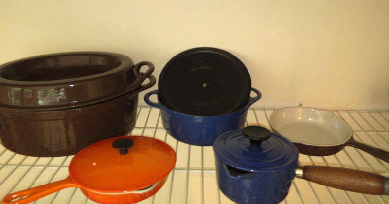 Enameled cast iron - Cousances enameled cast iron cookware made in France.  The company was founded in the 16th century.